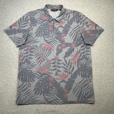 Travis Mathew Polo Shirt Mens XXL Gray Floral Print Golf Pima Cotton Tropical