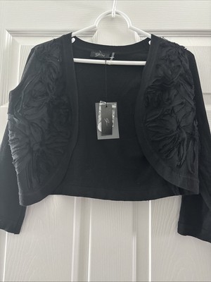 Women s Blk Embellished Bolero Sweater, Sz Small, By Cyrus, NWT