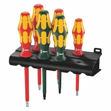 Wera 05347777001 Insulated Screwdriver Set, Slotted/Phillips, Square, 6 Pcs