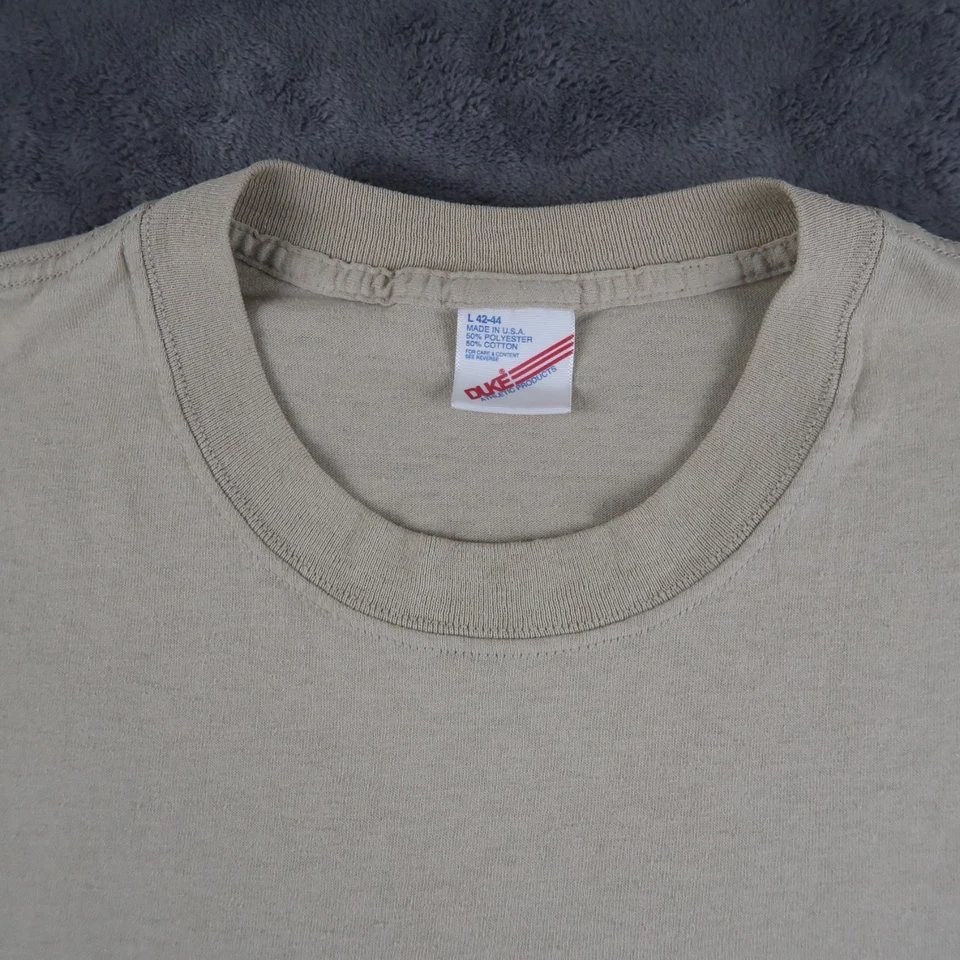 Camiseta en blanco Duke vintage años 90 para hombre L camiseta beige puntada única hecha en EE. UU. Foto 4 de 4