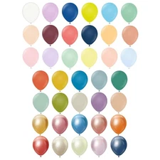 Kalisan 5”/12”/18” Plain Round  Solid Latex Balloon(s), re-bagged, bags of 10.