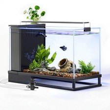 Fish Tank Kit Starter Aquariums 4 Gallon with Bottom Drainage