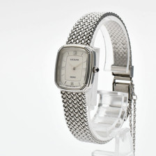 Vintage N MINT SEIKO Exceline 7321-6600 1P Diamond Silver Ladies Watch JAPAN