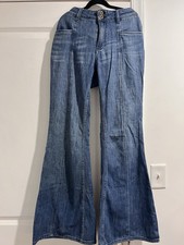 Pilcro And The Letterpress Flare Jeans Light Mid Rise Woman Size 26 543 