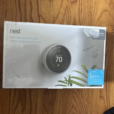 New & Sealed Google Nest BH1252-US Thermostat + Two Nest Temperature Sensors