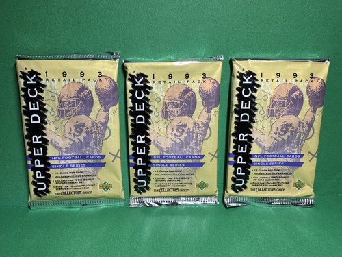 1993 Upper Deck Football Retail Sealed Pack 12 Cards 3 Packs - Picture 1 of 5