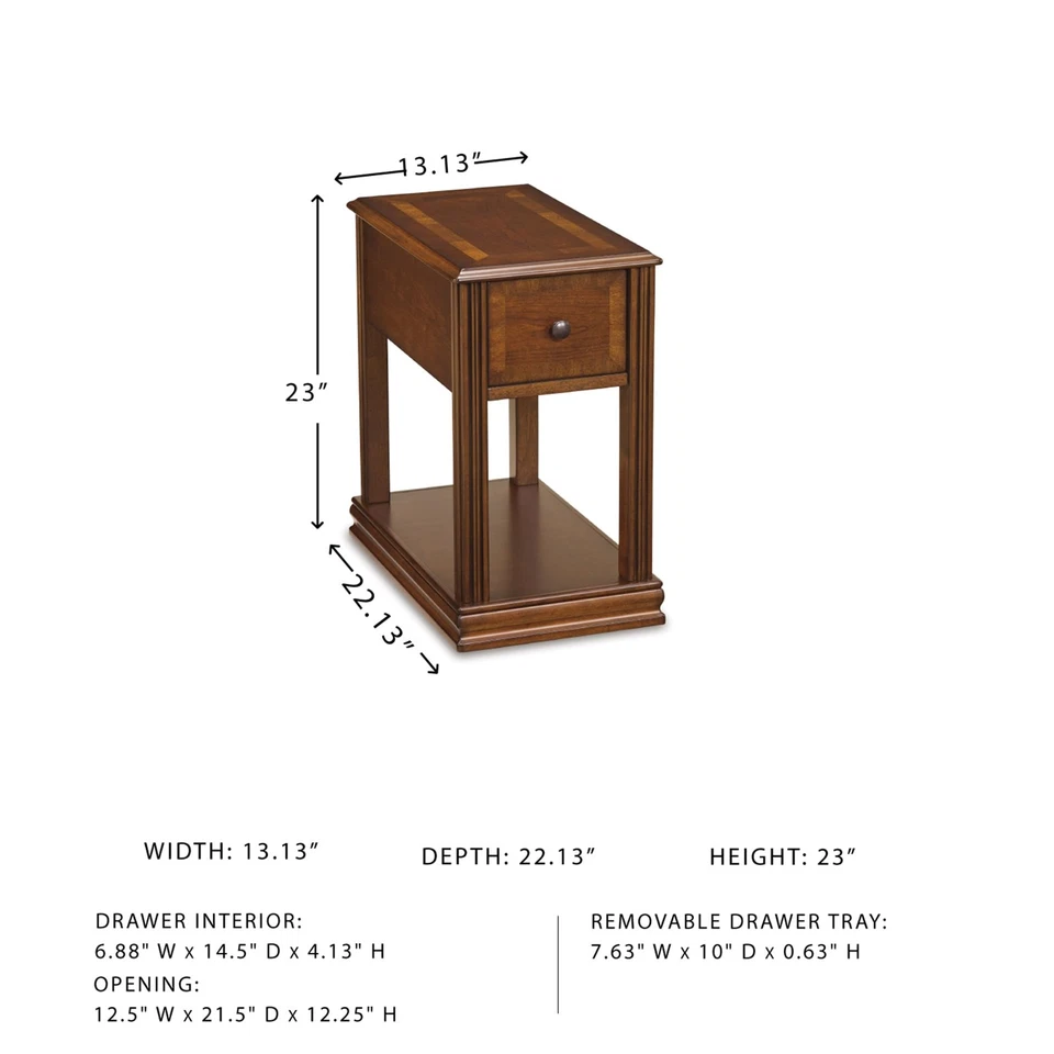 T007-527 Chair Side End Table, 24.50" W x 17.00" D x13.50 H, Medium Brown - Image 3 of 4