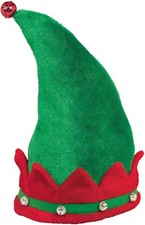 Elf Hat w/Bells Christmas Holiday Fancy Dress Halloween Adult Costume Accessory