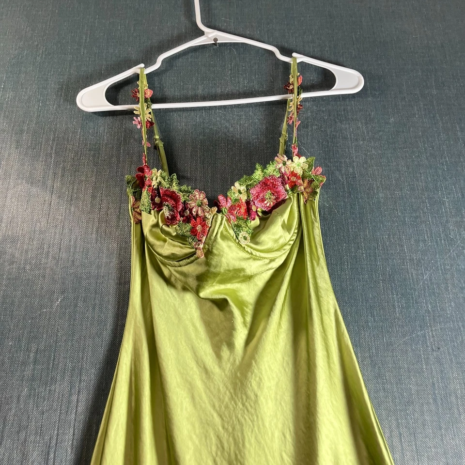 Vestido para mujer Princess Polly talla 4 verde floral bordado satinado sin cordones cóctel Foto 2 de 4