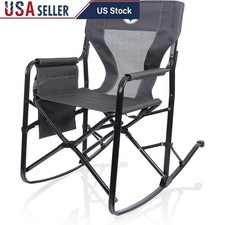 Durable Portable Rocking Chair All-Weather Heavy Duty Foldable W/ Cup Holders US