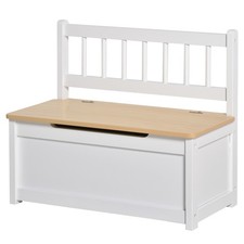 HOMCOM 2 In 1 Wooden Toy Box, Seat Bench Storage Chest w/ Pneumatic Rod