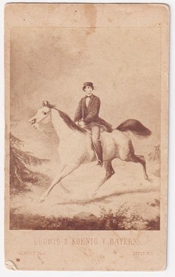 König Ludwig II von Bayern Pferd München Joseph Albert Portrait CDV photo 1865