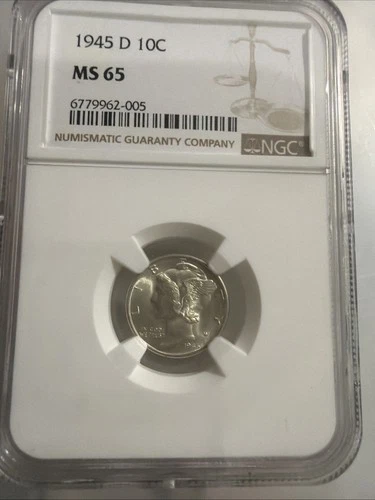 1945 D 10c Silver Mercury Dime Coin MS65 NGC
