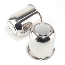 2Pcs 3.74" Push Through Wheel Center Caps Stainless 3.74" Hub 4.33"H Chrome
