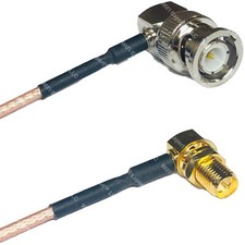 RG316 BNC MALE ANGLE to RP-SMA FEMALE ANGLE RF Cable Rapid-SHIP LOT