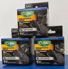 CURAD Performance Series Self Adherent Wrap Black 2"x5 yds.  3 pack
