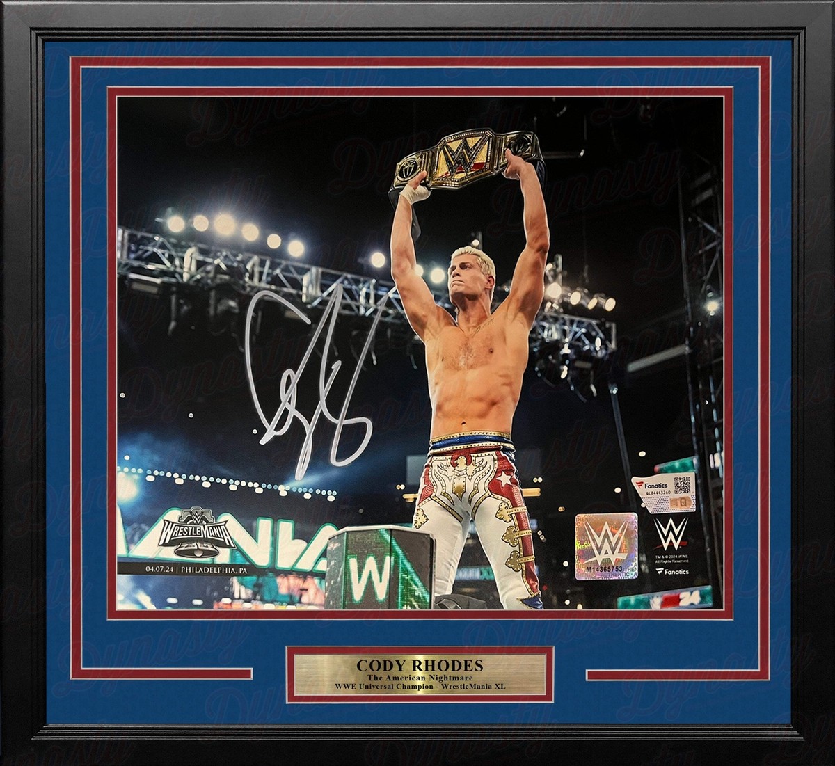WWEプロレスラー　Cody Rhodes　直筆サイン入りポスター　額縁付き Cody Rhodes WrestleMania XL Championship Autographed 16x20 Framed