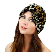 Kristin Perry Giraffe Print Velvet Full Turban Headwrap