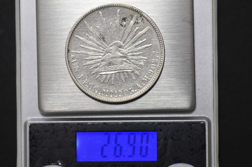 Mexico - Republic 1903 Mo AM UN PESO Silver Coin ( Weight : 26.90 g ) C35 - Picture 5 of 13