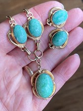 Vintage  1/20 12Kgf & Triple Amazonite Necklace And Earrings!!! 1930’s - 40’s?