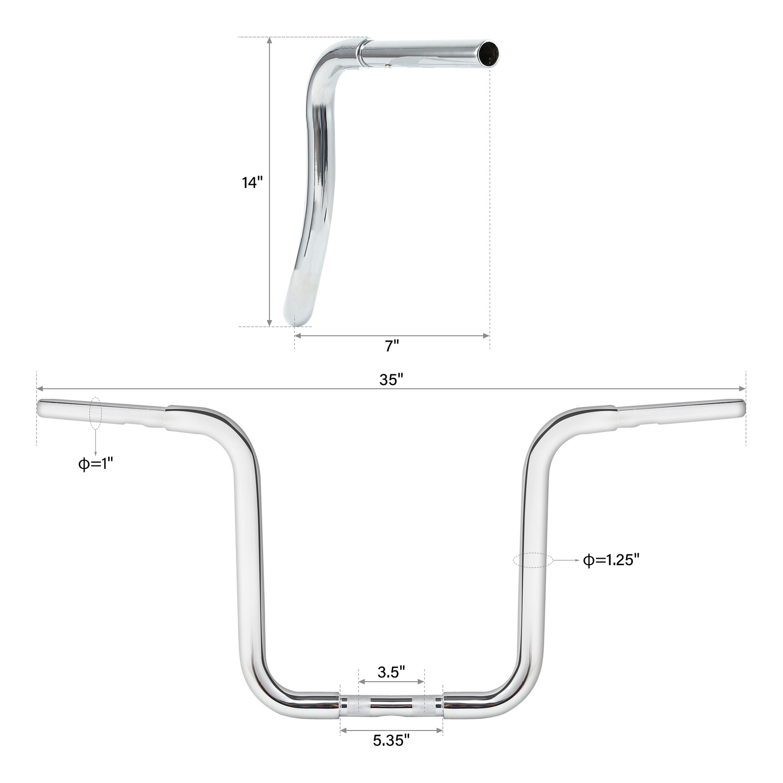 Chrome 14" Rise Ape Hanger Bar 1-1/4" Handlebar Fit For Harley Sportster Softail