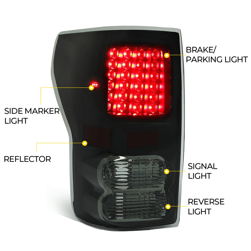 Черный дым для Toyota Tundra 2007-2013 светодиодные задние фонари стоп-сигналы левый + правый - Изображение 3 из 4