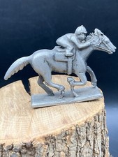 Superb Genuine Pewter Race Horse & Jockey Rider Figurine Made In USA
