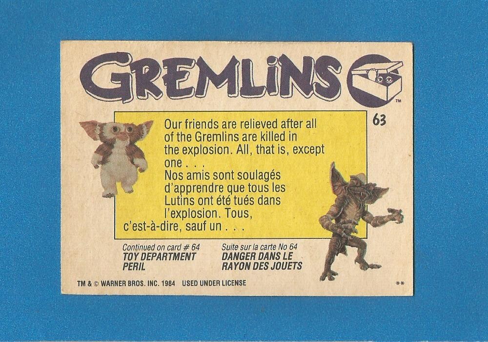 One Gremlin To Go 1984 O-Pee-Chee OPC Gremlins Movie Warner