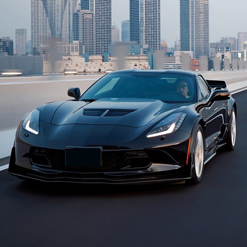 For 2014-2019 Corvette C7 Z06 Stingray Stage 2 Front Lip Splitter Gloss Black - Picture 2 of 12