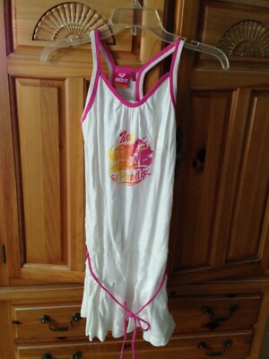 Roxy Girl White Dress With Pink Tie Size Large