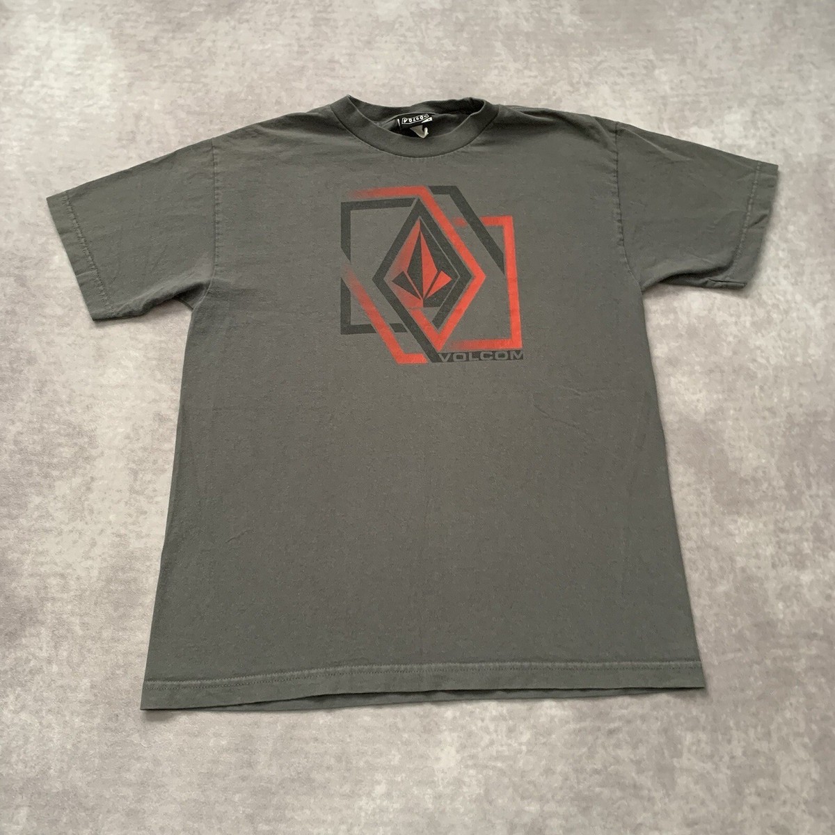 Vintage 90s Y2K Volcom Shirt Size M Gray Graphic Box Logo Surf