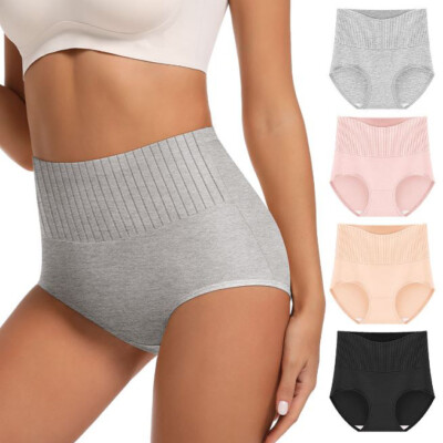 4 Pack Lot Womens Underwear Cotton Hipster Panties High Rise Briefs Soft Strench