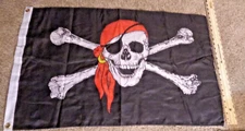 2x3 Red Hat Scarf Pirate Bones Flag 2'x3' House Banner w Grommets - Free Ship