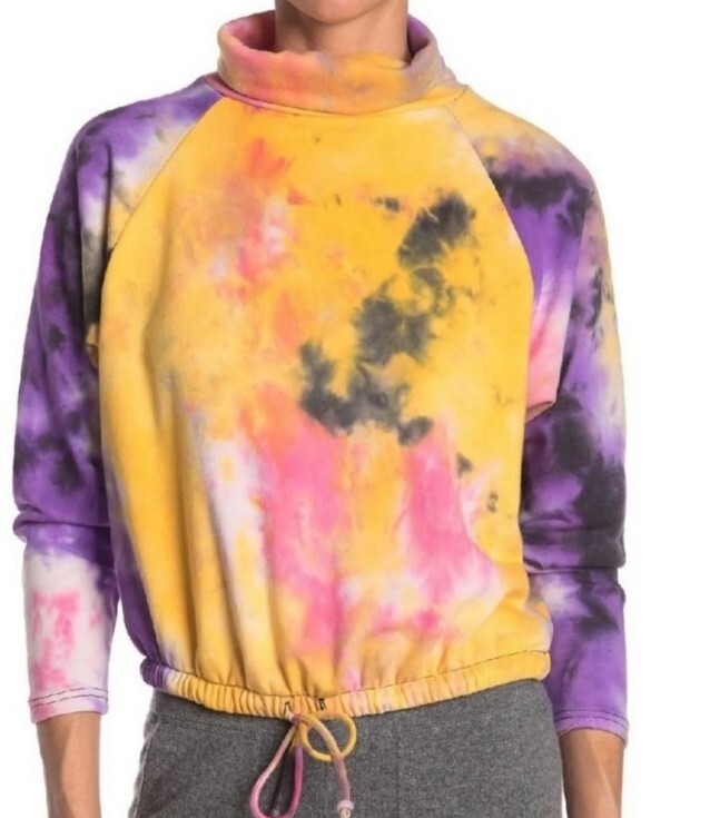 New Nordstrom Lush Women’s Medium Tie-Dye Pullover High Neck Sweatshirt
