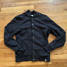 American Giant Sweater Womens Small Jet Black Snap Front Baseball Jacket Ladies