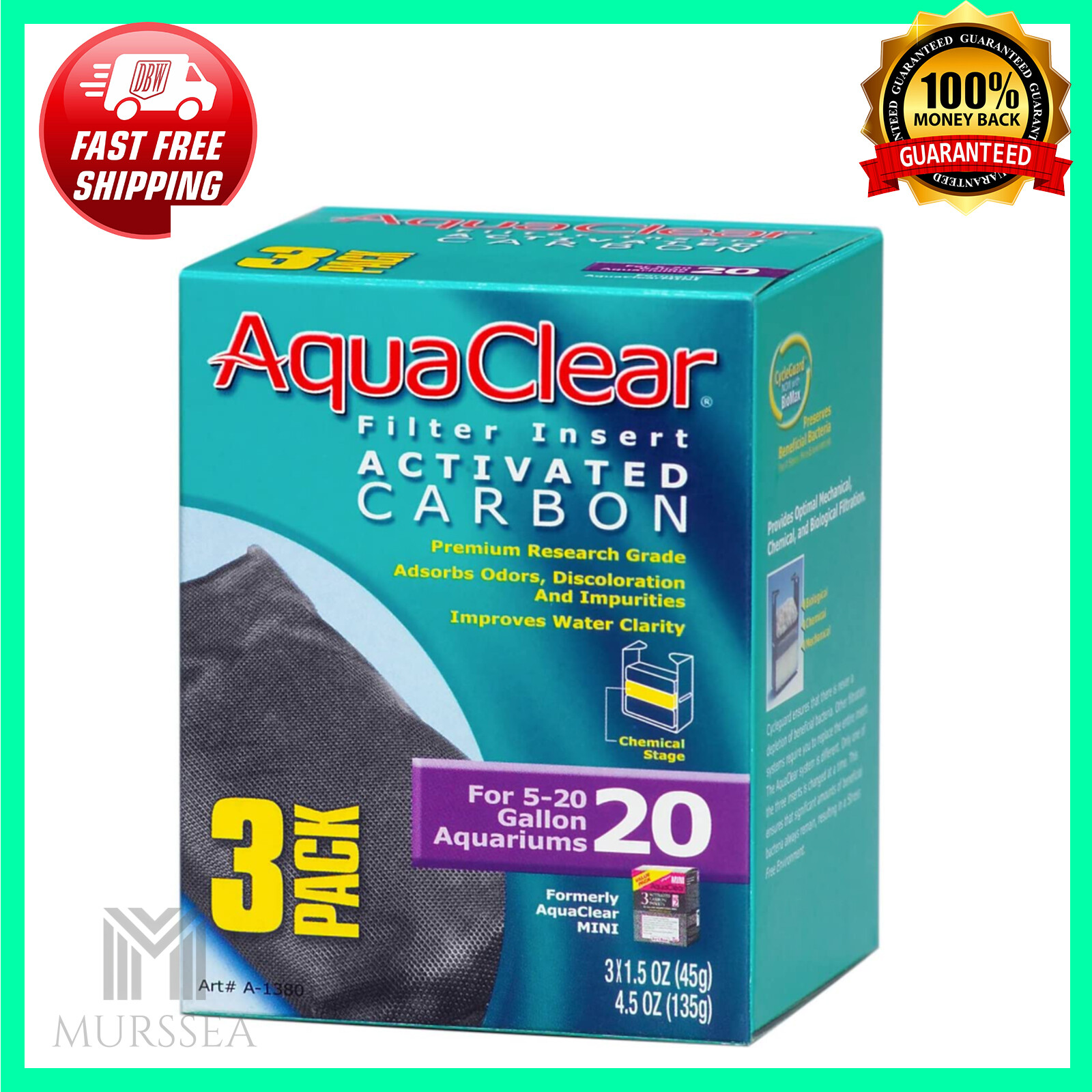 AquaClear 20 Activated Carbon Inserts Aquarium Filter Replacement Media 3Pack eBay
