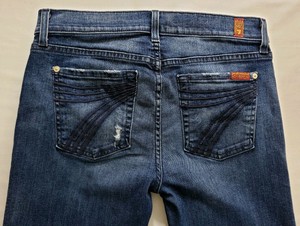 7-for-All-Mankind-Dojo-Womens-Denim-Blue-Jeans-Size-28-x-32-Wide-Leg-Dark-Wash