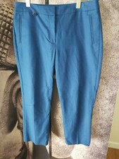 ADRIANNA PAPELL Women's Blue Flat Front Tapered Leg Cropped Pants Size 10 US