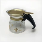 Vintage 4" Mini Pyrex Single Coffee Tea Carafe Pot Gold Leaf Pattern Or Syrup