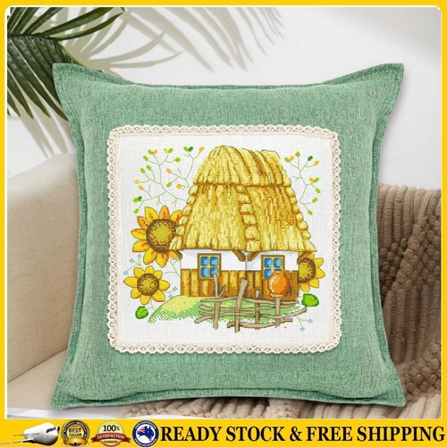 Cotton 14CT 2 Strand Flower DIY Cross Stitch Pillow Cover 24*24cm for