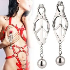 BDSM Adjustable Nipple Clamps Clips Breast Torture Squeeze Bondage Ball Sex Toy
