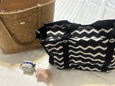 JEWEL by THIRTY ONE Large Bag Coin Mini Musical Striped Cork Lot Organizer Tote