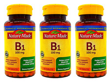 Nature Made Vitamin B1, 100mg Dietary Supplement 100 Tablets 3-PACK. EXP 4/2026