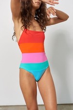NWT 325 SZ S MARA HOFFMAN OLYMPIA SUNRISE STRIPED ONE PIECE