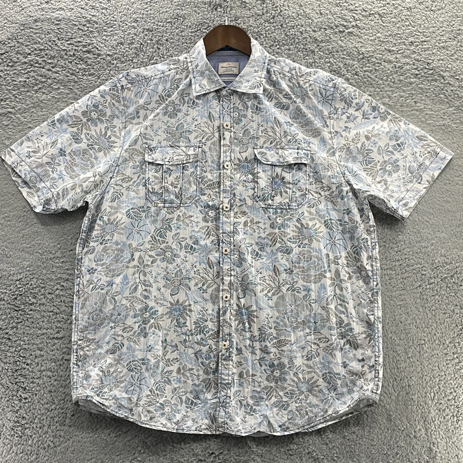 Tommy Bahama Jeans Shirt Mens Large Floral Island Crafted Modern Fit Button Up