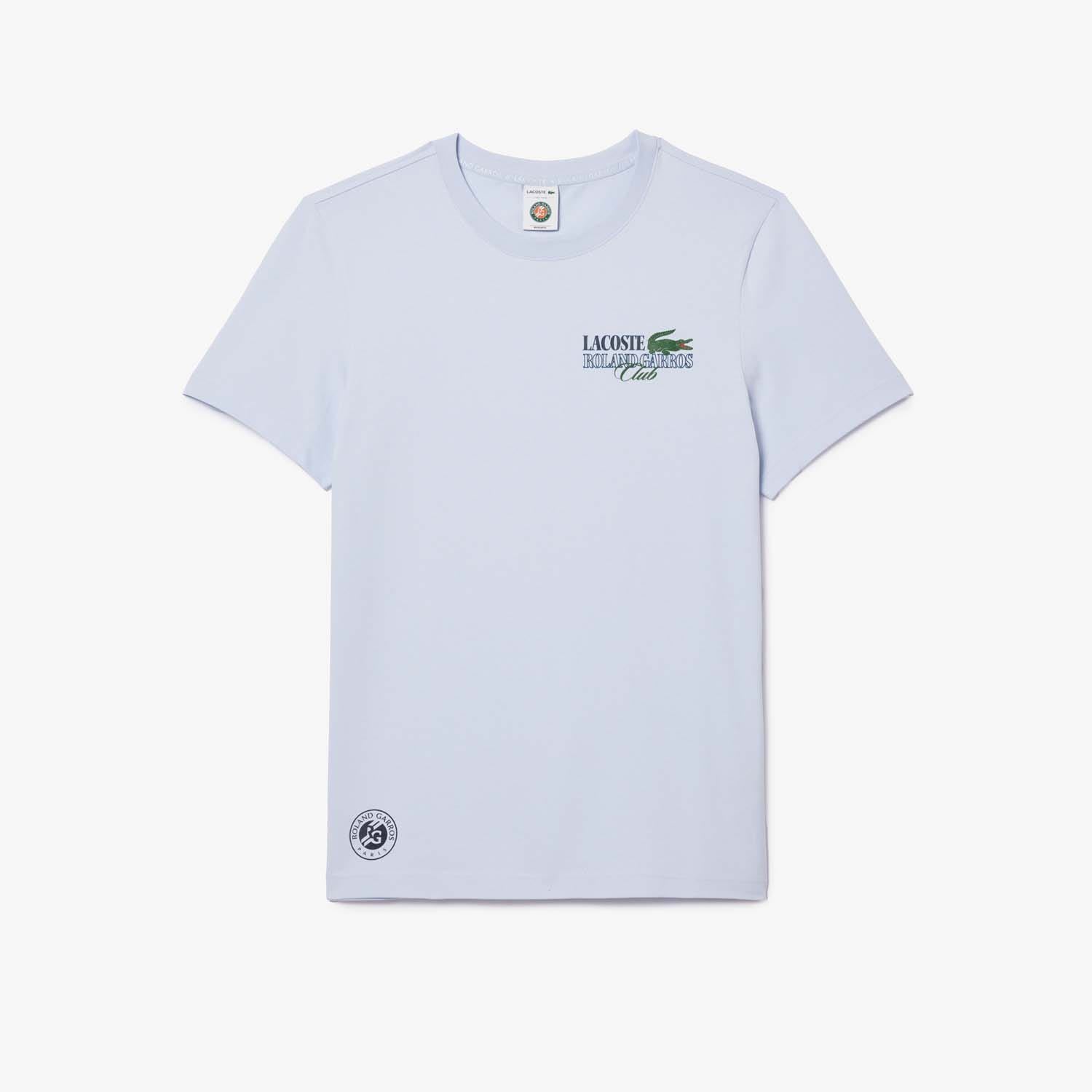 Женская футболка Lacoste Roland-Garros Edition Baumwolle Tennis Regular Fit в Блау 14690₽