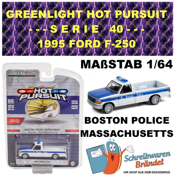 Greenlight 1995 Ford F-250 Boston Police Department Hot Pursuit 40 #42980-C Neu-image