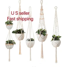 Macrame Plant Hanger Vintage Rope Basket Outdoor Pot Holder Flower Garden