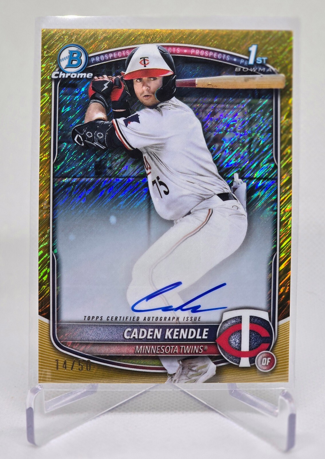 On-Card Auto Gold Shimmer /50 Caden Kendle 1st 2025 Bowman Chrome #CPA-CKE Twins