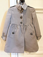 Burberry Children Girls Empire-Waist Single-Breasted Classic Trench Coat 4Y Gray